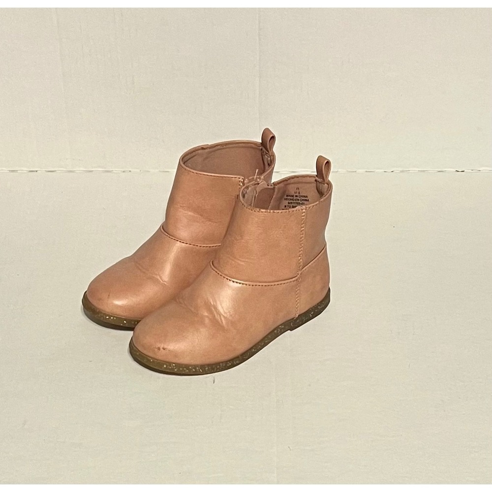 Old Navy Pink Faux Leather Side Zip Ankle Boots Girls Size 11